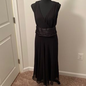 Vintage Flowy Black Dress with Satin Sash